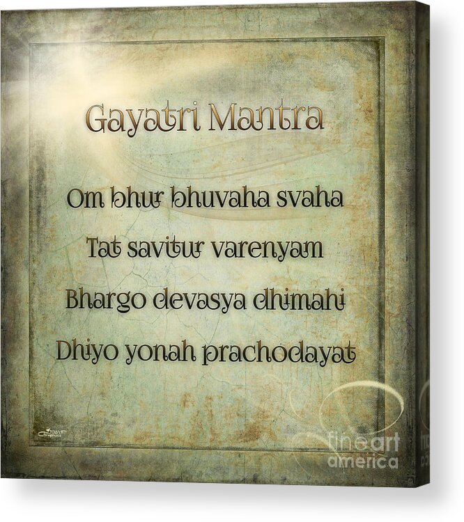 Digital Acrylic Print featuring the digital art Gayatri Mantra by Jutta Maria Pusl