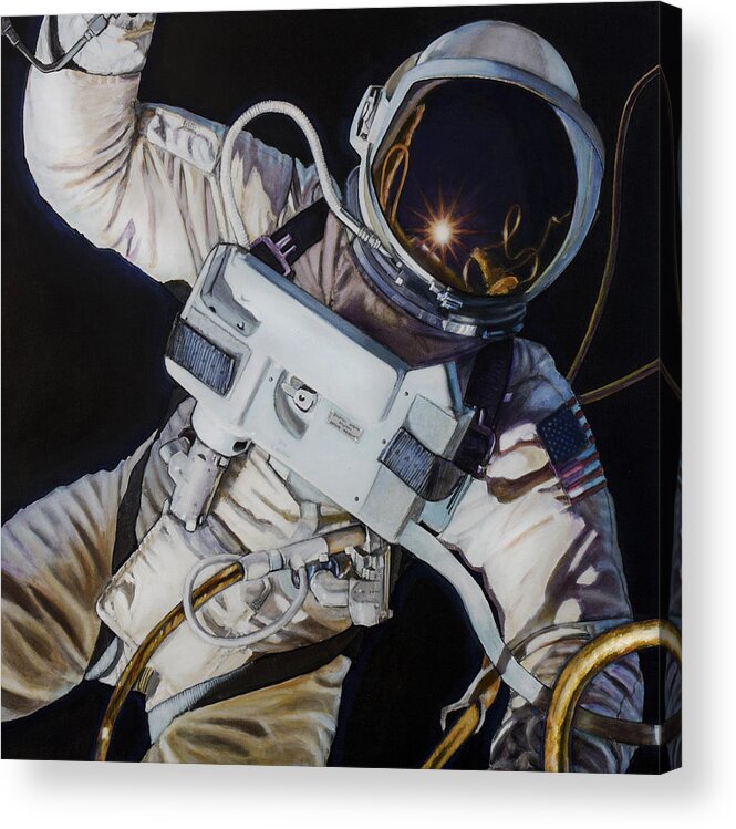 Nasa Acrylic Print featuring the painting Gemini IV- Ed White by Simon Kregar