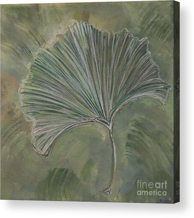 Ginko Acrylic Print featuring the painting Ginko Leaf by Lizi Beard-Ward