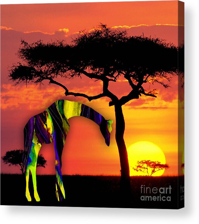 Giraffe Acrylic Print featuring the mixed media Giraffe Painting by Marvin Blaine