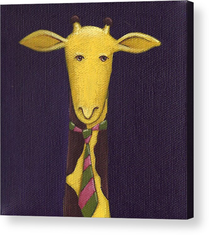 Giraffe Acrylic Print featuring the painting Giraffe Wearing Tie by Christy Beckwith
