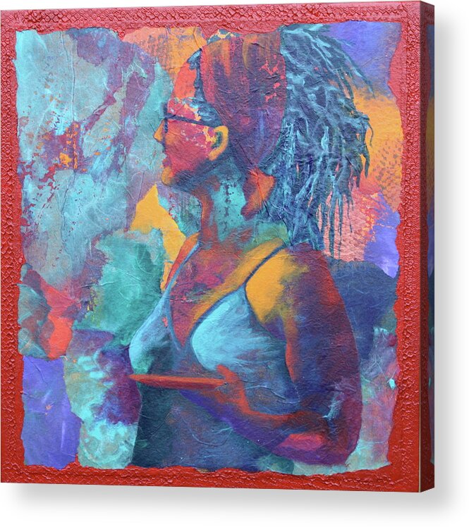 People Acrylic Print featuring the painting Girl With Dreads by Nancy Jolley