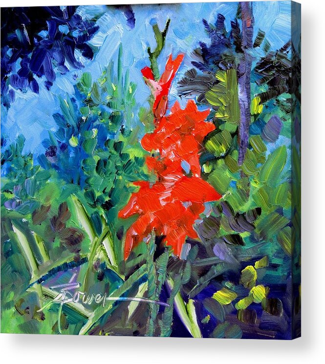 Flowers Acrylic Print featuring the painting Gladiolus by Adele Bower
