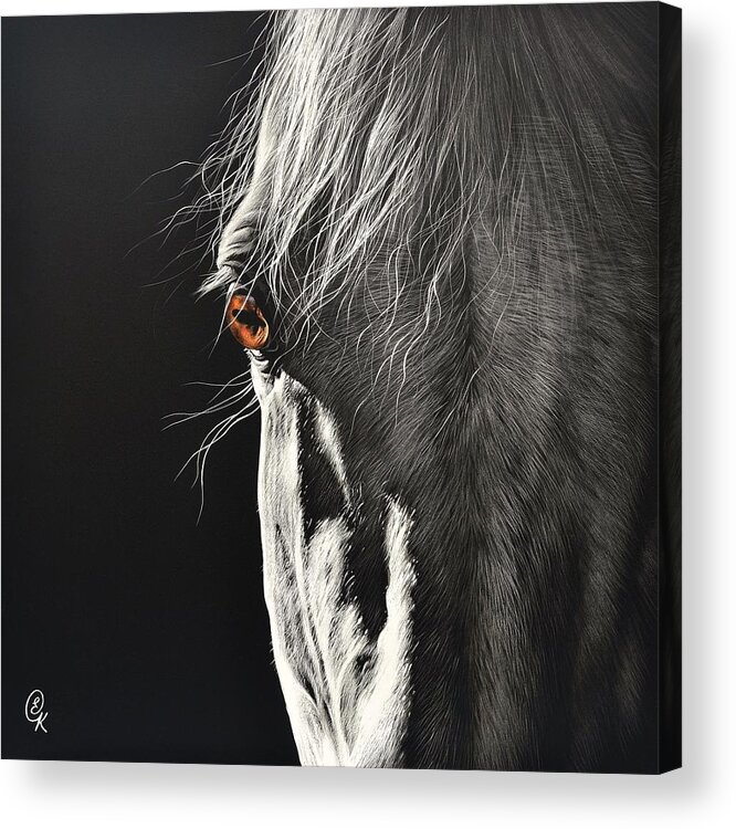 Horse Acrylic Print featuring the drawing Glance by Elena Kolotusha