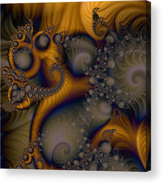 Fractal Art Acrylic Print featuring the digital art Golden Dream of Fossils by Elizabeth McTaggart