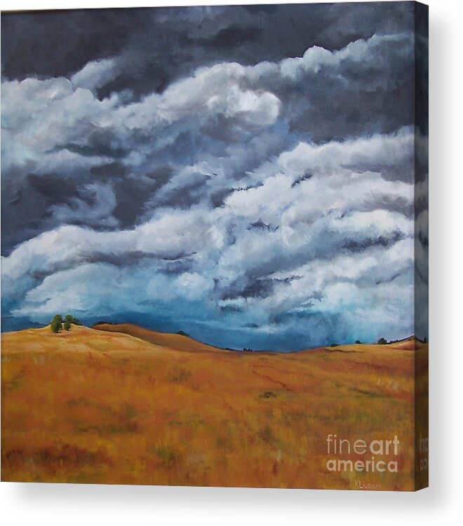 Field Acrylic Print featuring the painting Golden Fields by Kathy Laughlin