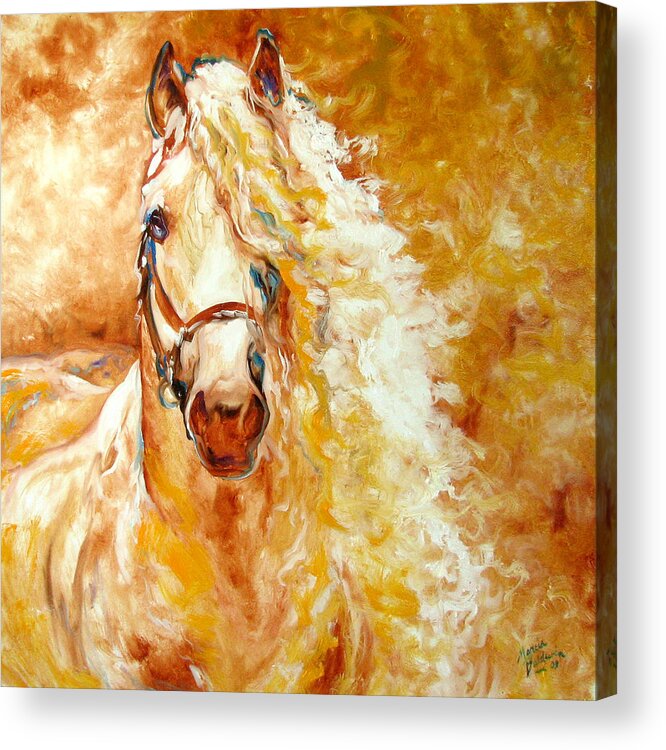 Horse Acrylic Print featuring the painting Golden Grace Equine Abstract by Marcia Baldwin
