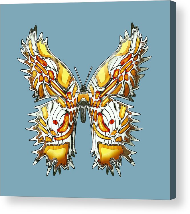 Butterflies Acrylic Print featuring the digital art Goldfly Butterfly by Deborah Runham