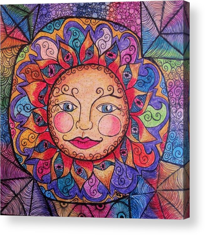 Sun Acrylic Print featuring the drawing Good morning sunshine by Megan Walsh