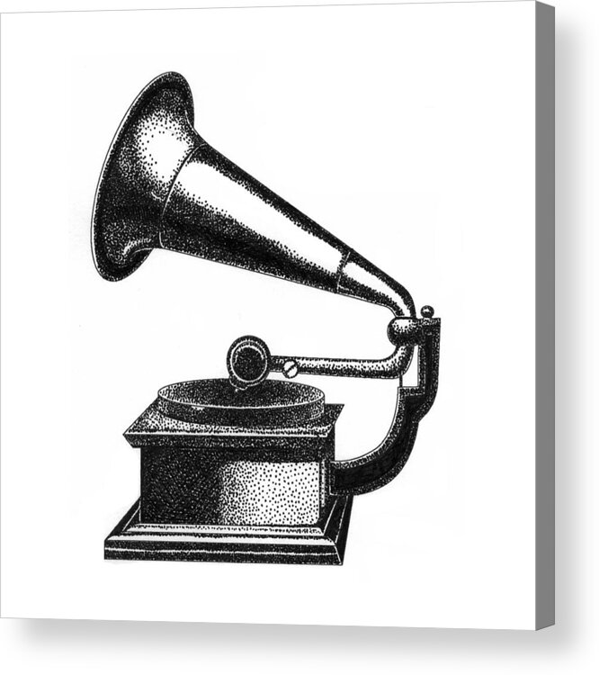 Gramophone Acrylic Print featuring the drawing Gramophone by Christy Beckwith