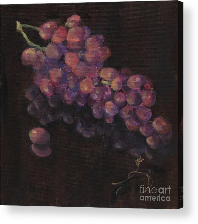 Flame Grapes Acrylic Print featuring the painting Grapes in Reflection by Maria Hunt