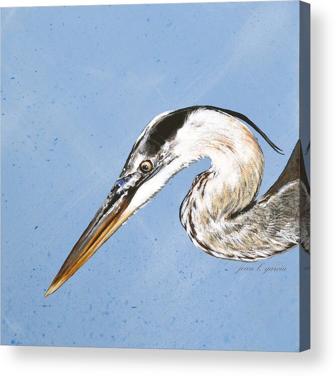Great Blue Heron Acrylic Print featuring the painting Great Blue Tyler by Joan Garcia