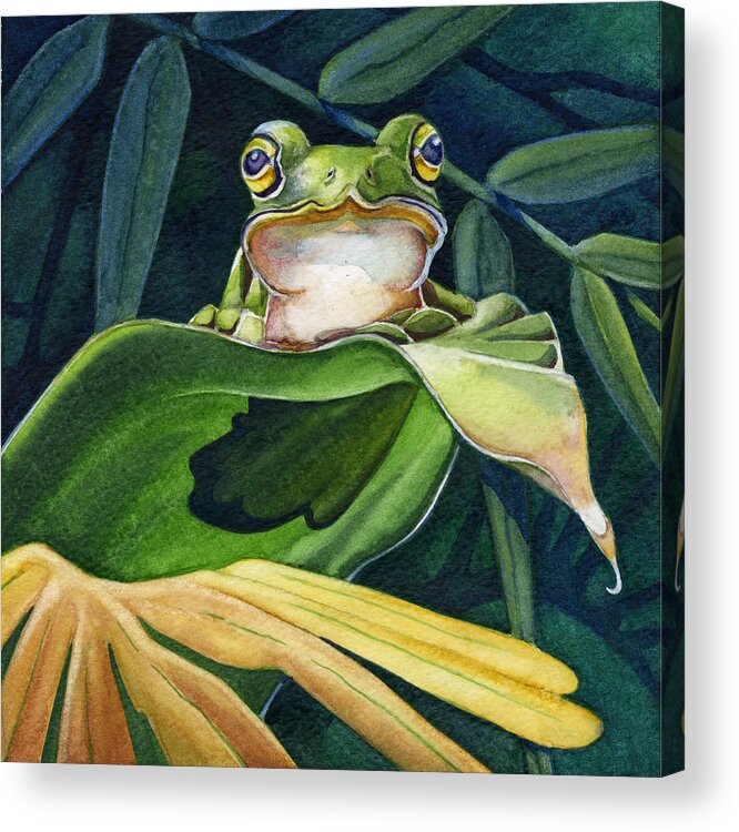 Frog Acrylic Print featuring the painting Great Pose by Lyse Anthony