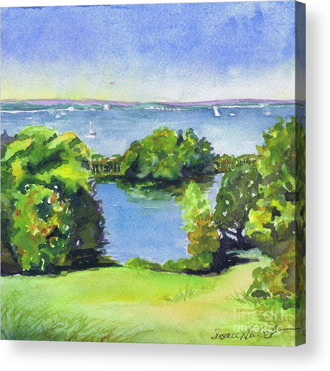 Landscape Acrylic Print featuring the painting Green and Blue Caumsett by Susan Herbst