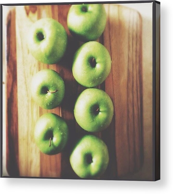 Vscocam Acrylic Print featuring the photograph #green #greenapples #yum #vsco #vscocam by Jennifer Campbell