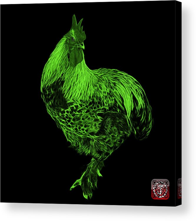 Rooster Acrylic Print featuring the painting Green Rooster 3166 F by James Ahn