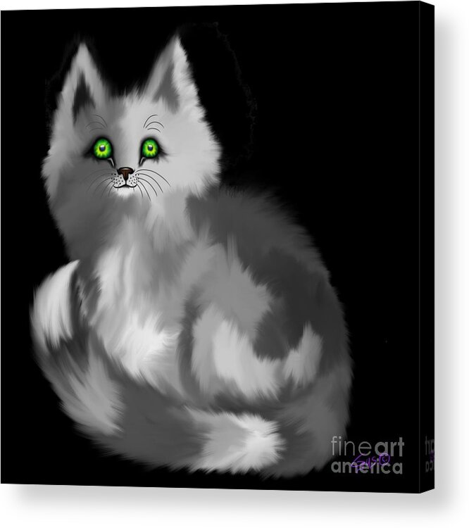 Cats Acrylic Print featuring the painting Grey Cat by Nick Gustafson