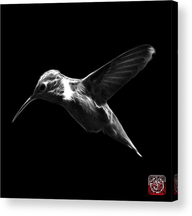 Hummingbird Acrylic Print featuring the digital art Greyscale Hummingbird - 2054 F by James Ahn