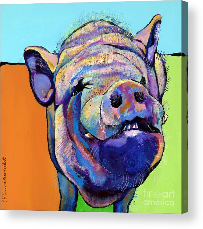 Pat Saunders-white Canvas Prints Acrylic Print featuring the painting Grunt  by Pat Saunders-White