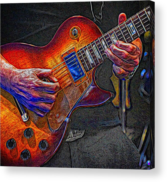 Guitarist Acrylic Print featuring the painting Guitarist 1 by Alan Goldberg