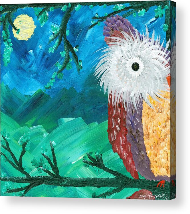 Owls Acrylic Print featuring the painting Half-a-Hoot 01 by MiMi Stirn