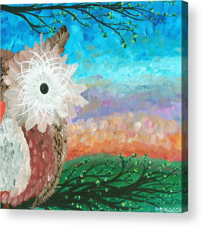 Owls Acrylic Print featuring the painting Half-a-Hoot 02 by MiMi Stirn