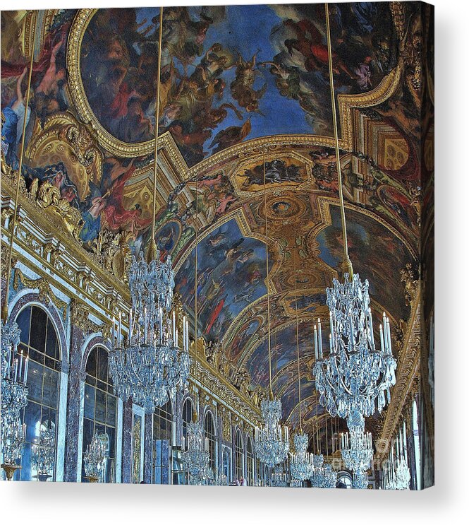 Hall Of Mirrors Versaille Acrylic Print featuring the photograph Hall of Mirrors - Versaille by Allen Beatty