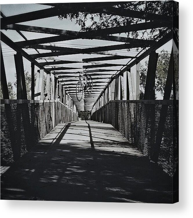 Bridge Acrylic Print featuring the photograph Hanging Out Above The Tracks.. #hangmob by Mike S