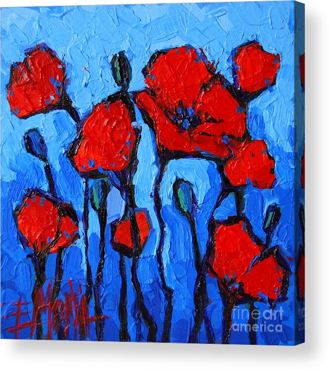 Happy Coquelicots Acrylic Print featuring the painting Happy Coquelicots by Mona Edulesco