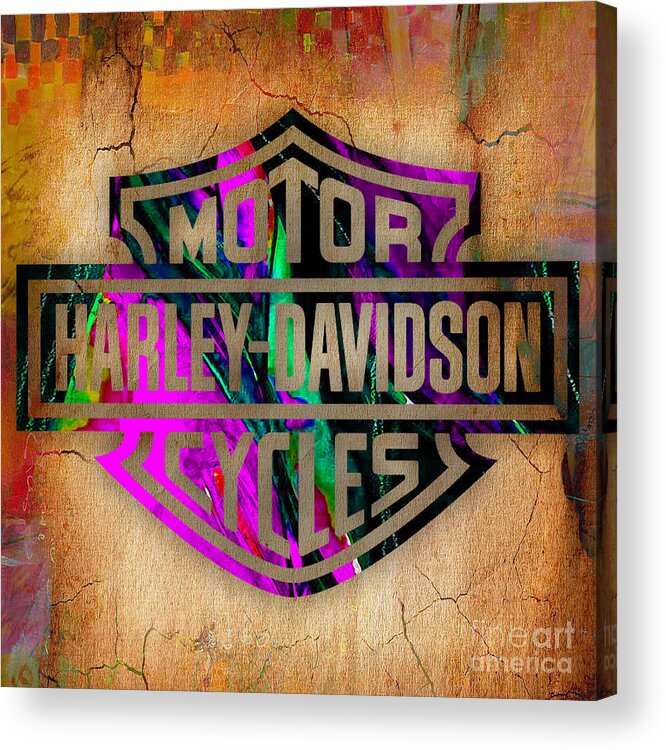 Harley Davidson Acrylic Print featuring the mixed media Harley Davidson Motorcycle by Marvin Blaine