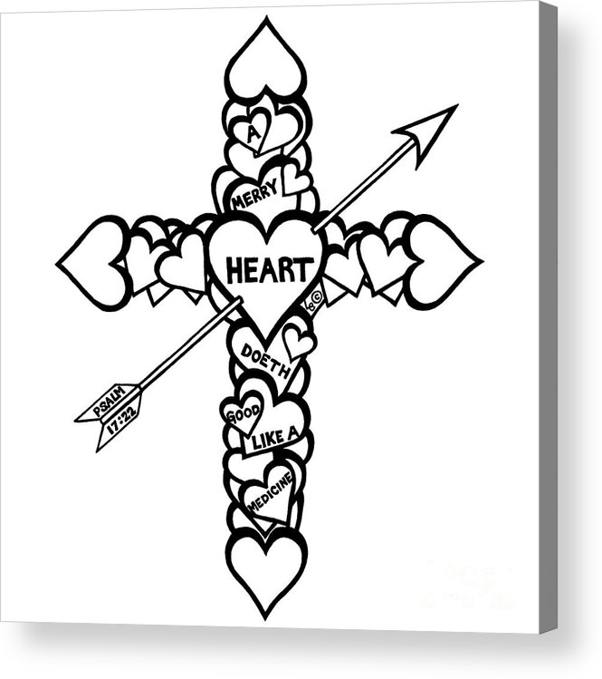Leigh Eldred Acrylic Print featuring the mixed media Hearts Cross by Leigh Eldred