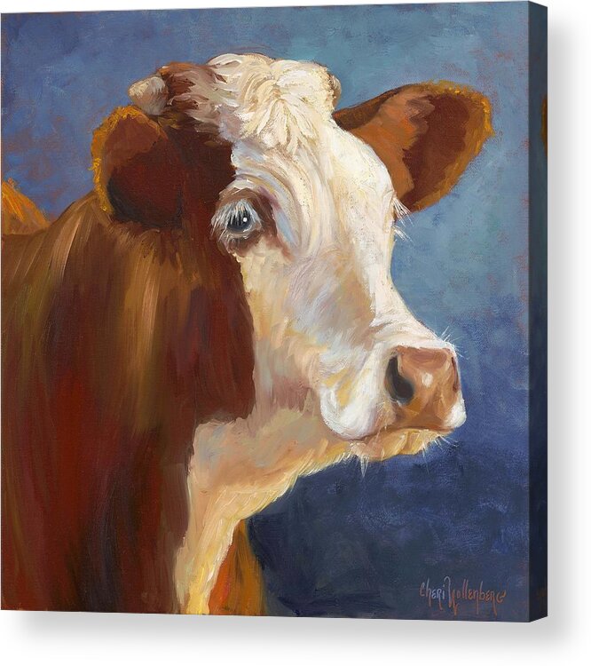 Hereford Cow Acrylic Print featuring the painting Heidi by Cheri Wollenberg