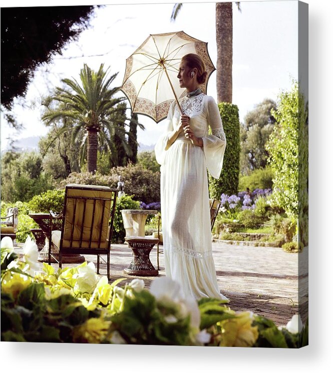 Beauty Acrylic Print featuring the photograph Helene Rochas On Her Patio by Horst P. Horst