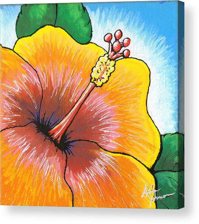 Hibiscus Acrylic Print featuring the painting Hibiscus Number 2 by Adam Johnson