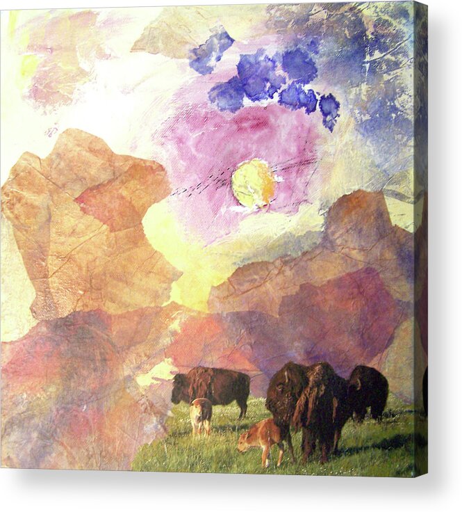 Buffalo Acrylic Print featuring the mixed media Hidden Plateau by Mtnwoman Silver