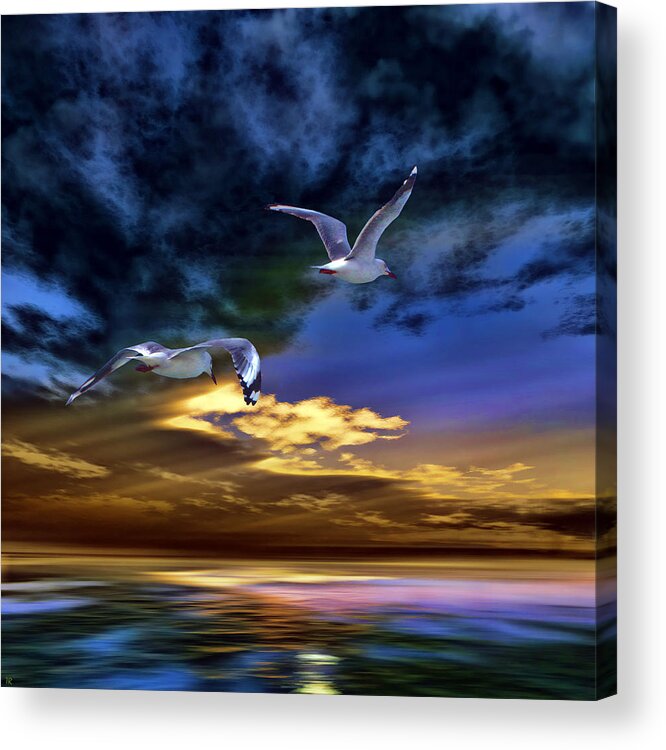 Birds Acrylic Print featuring the painting Home Before Nightfall by Tyler Robbins