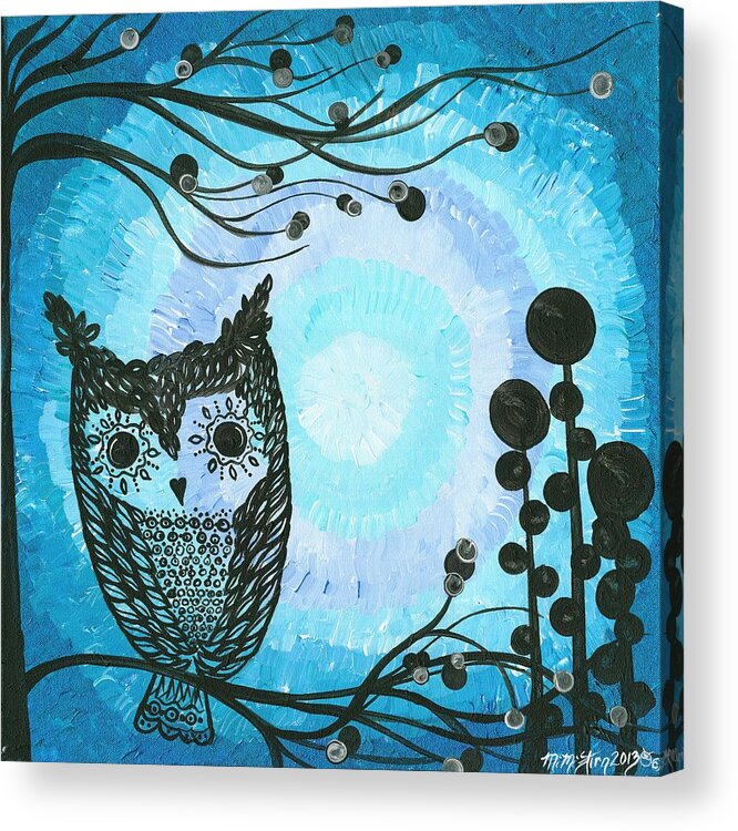 Owls Acrylic Print featuring the painting Hoolandia Contrasts 02 by MiMi Stirn