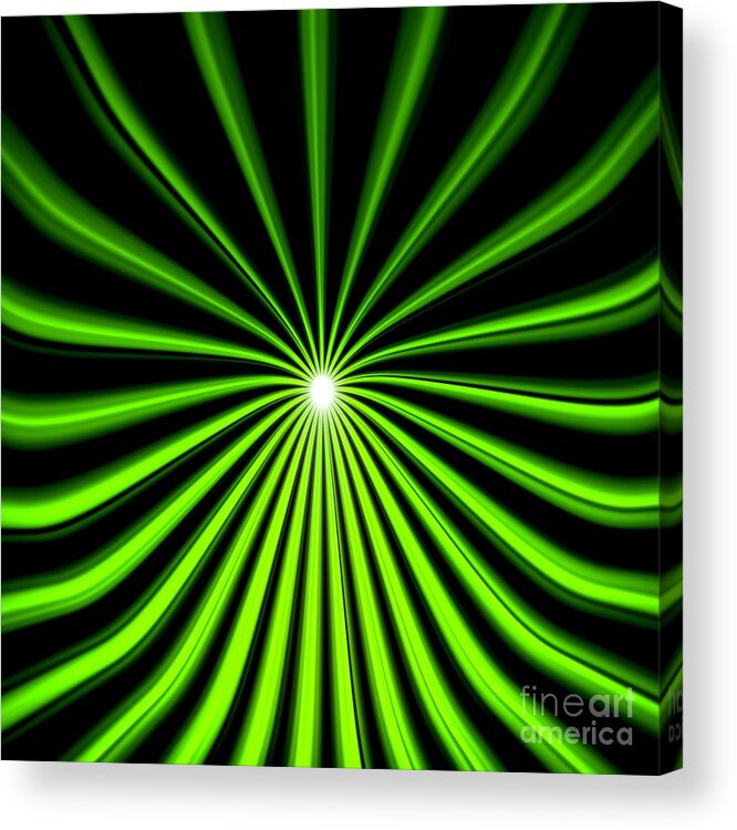 Hyperspace Acrylic Print featuring the painting Hyperspace Electric Green Square by Pet Serrano