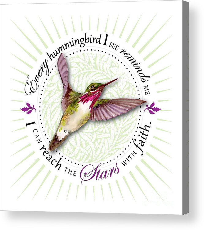 Bird Acrylic Print featuring the painting I can reach the stars with faith by Amy Kirkpatrick