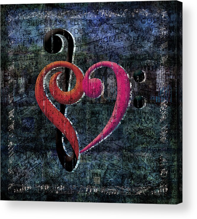 Music Acrylic Print featuring the digital art I Heart Music by Evie Cook