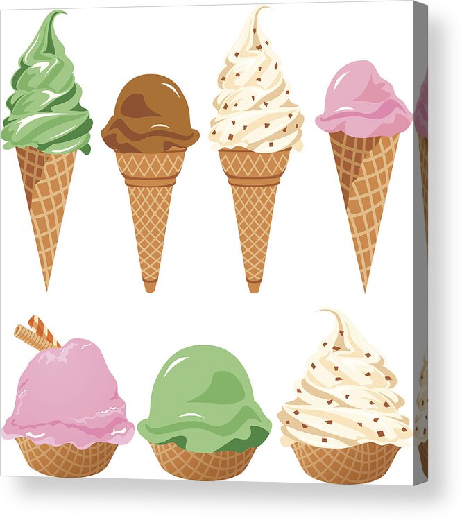 Unhealthy Eating Acrylic Print featuring the drawing Ice-Cream Cone by Exxorian