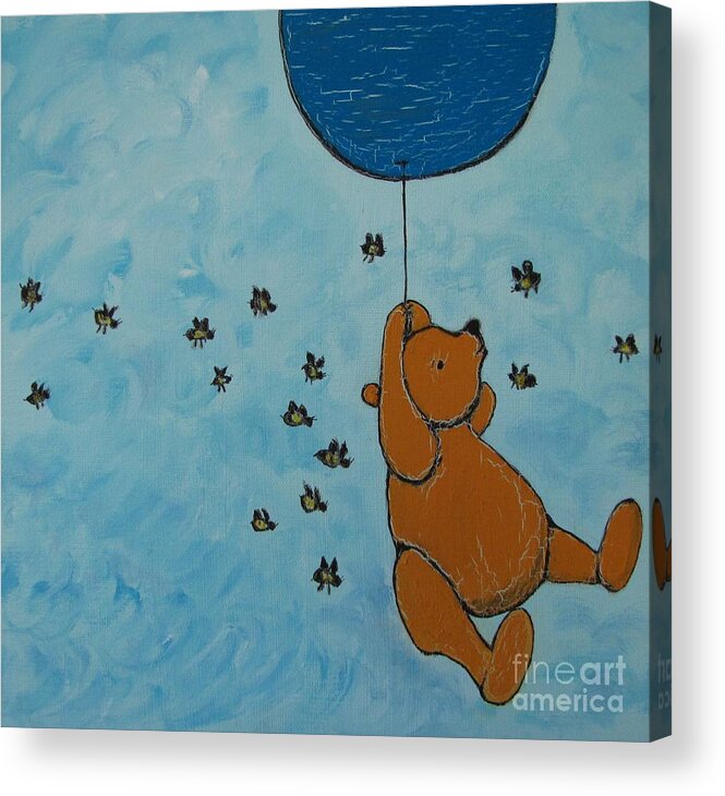 Winnie The Pooh Acrylic Print featuring the painting In The Pursuit Of Honey by Denise Railey
