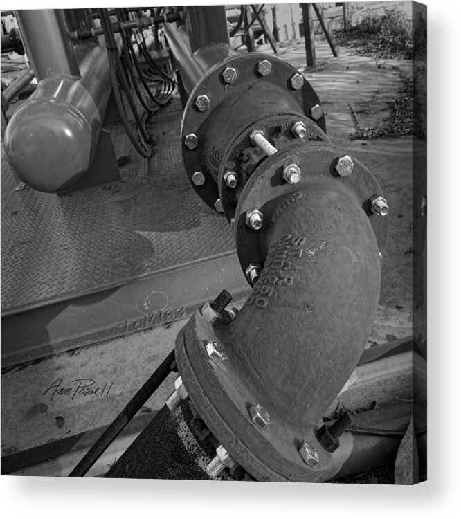 Pipe Acrylic Print featuring the photograph Industrial Pipe Black and White - photography by Ann Powell