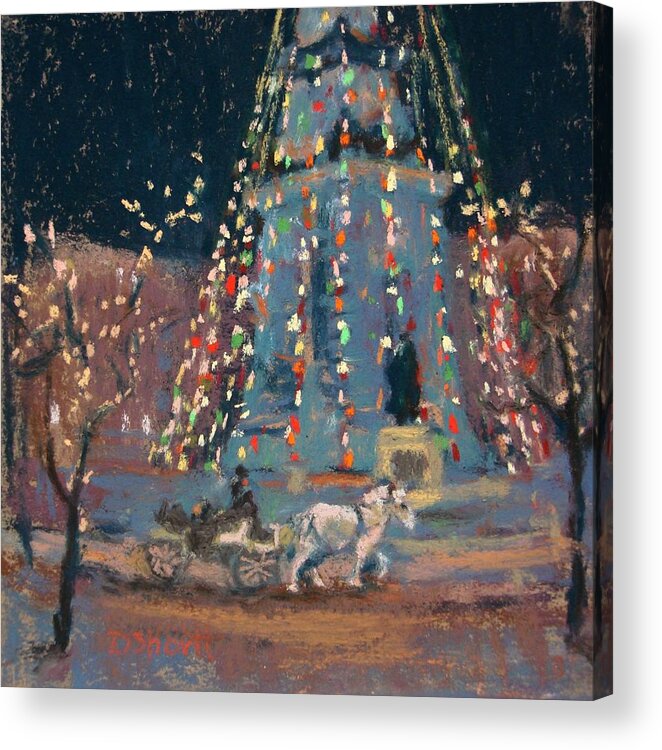 Indianapolis Acrylic Print featuring the painting Indy Monument Lights by Donna Shortt