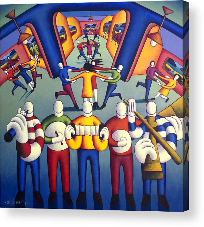 Interior Acrylic Print featuring the painting Interior Trad.session With Dancers by Alan Kenny