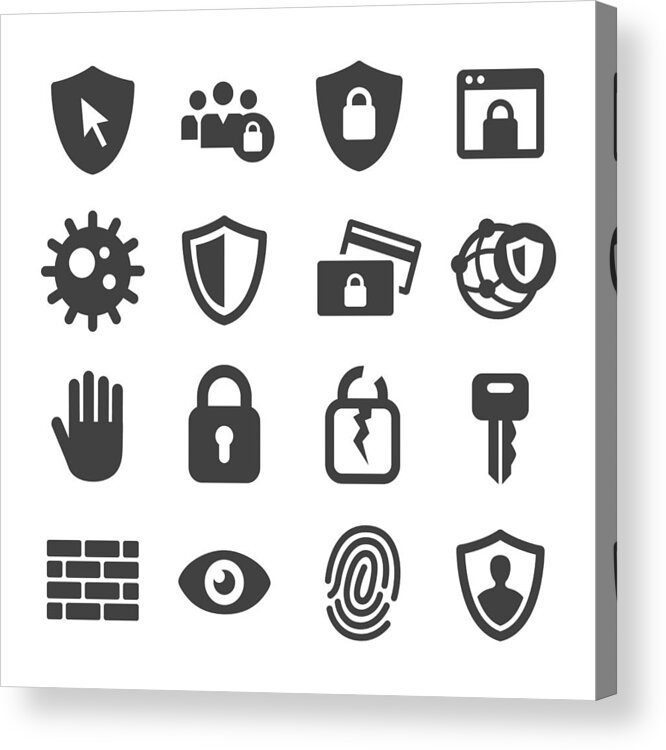 Internet Acrylic Print featuring the drawing Internet Security and Privacy Icons - Acme Series by -victor-