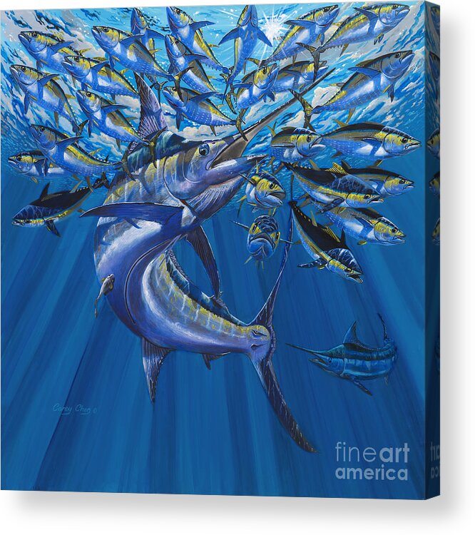 Blue Marlin Acrylic Print featuring the painting Intruder Off003 by Carey Chen