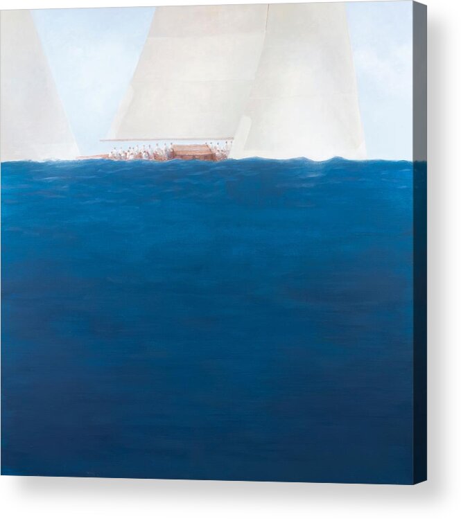 Yacht; Yachts; Sea; Boat; Boating; J-class; Sail; Sailing; Sails; Solent; The Solent; Boat Acrylic Print featuring the painting J Class Racing The Solent 2012 by Lincoln Seligman
