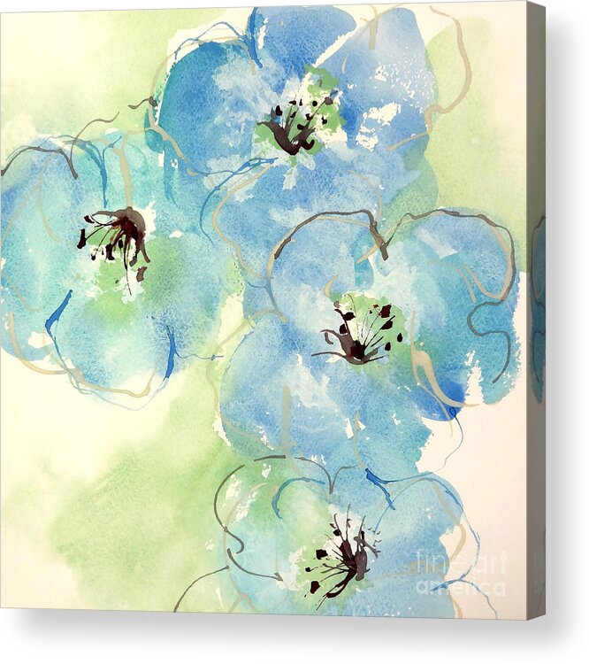 Original Watercolors Acrylic Print featuring the painting Japanese Quince 1 by Chris Paschke