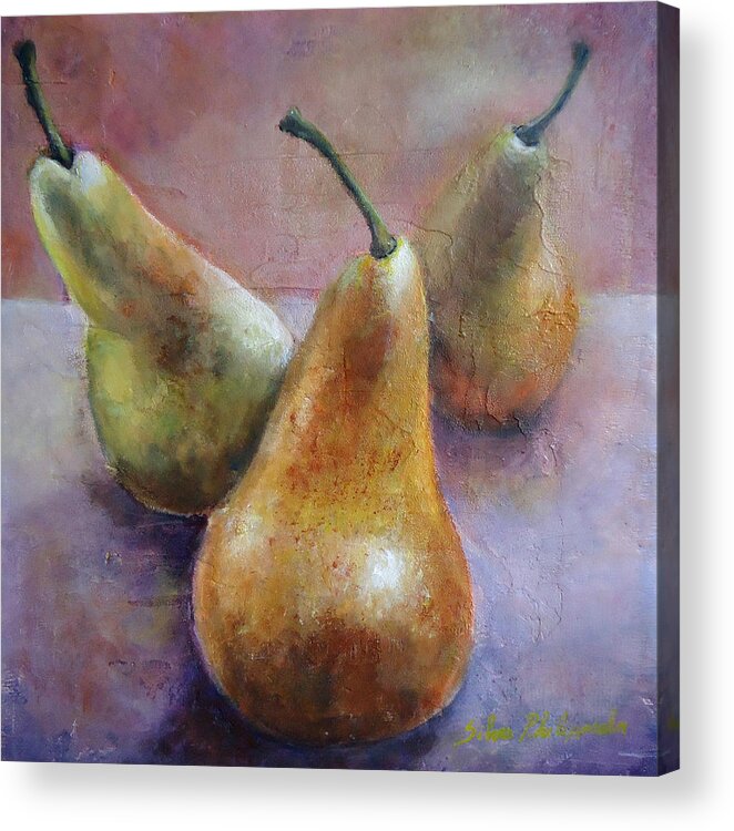 Fruit Acrylic Print featuring the painting Juicy pears by Silvia Philippsohn